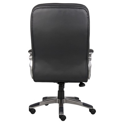 Ergonomic High-Back Executive Chair in Black Leather and Metal