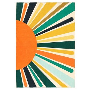 Washable Modern Colorful Rug Non Slip Low Pile Rug Soft Sun Accent Throw Floor Cover Foldable Indoor Carpet for Living Room Bedroom Playroom - 1 of 4