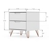 Gulches Mid-Century Modern 2-Drawer Nightstand, White MDF Bedroom Side Table with Metal Splayed Legs, Smooth Gliding Drawers for Storage & Display - 2 of 4