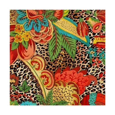 Colorful Floral and Leopard Abstract Canvas Art, 18" x 18"