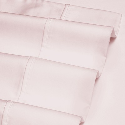 California King Soft Pink Cotton Sateen Sheet Set