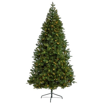 Nearly Natural 8’ Grand Teton Spruce Flat Back Prelit LED Artificial Christmas Tree
