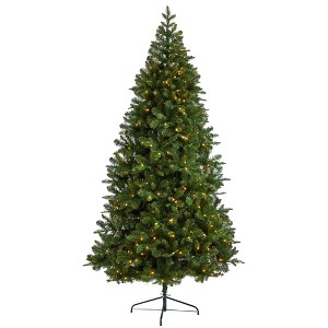 Nearly Natural 8’ Grand Teton Spruce Flat Back Prelit LED Artificial Christmas Tree - 1 of 1