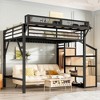 TIRAMISUBEST Twin XL / Full Size Loft Bed with Storage Stairs and Open Wardrobe, Metal Bed Frame with Charging Ports and Lights - 2 of 4
