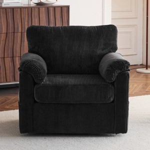 KWPZQEB 33" Oversized Swivel Lounge Chair, Corduroy Armchair with Upholstered&Pocket, Modern Comfy Single Sofa Chair for Living Room, Apartment - 1 of 4