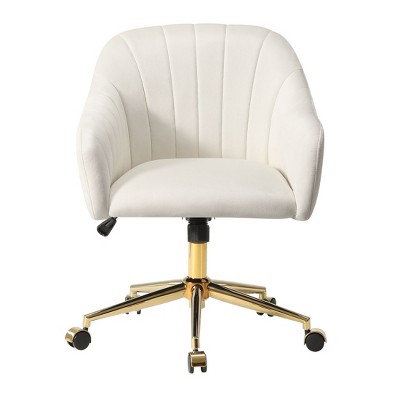 WestinTrends Phoebe Upholstered Velvet Swivel Vanity Office Chair With Wheels