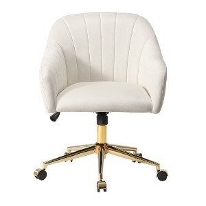 WestinTrends Phoebe Upholstered Velvet Swivel Vanity Office Chair With Wheels - 1 of 4