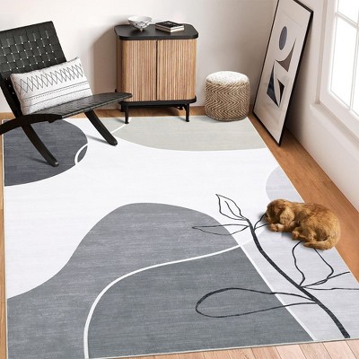 Boho Rug Modern Floral Geometric Abstract Rugs Indoor Accent Rug for Living Room Bedroom