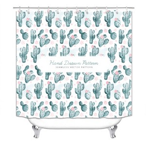 Cute Green Cactus Shower Curtains for Bathroom Waterproof Fabric Bath Curtain Durable Soft Stylish Bathroom Decor 72x72 Inch - 1 of 1