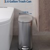 2.6 Gallon / 10 L Stainless Steel Bathroom Trash Can with Lid, Slim Waterproof Garbage Can for Bedroom, Small Step-on Metal Trash Bin , - 3 of 4