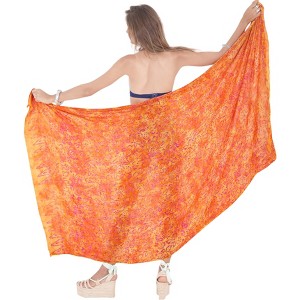 LA LEELA Women's Summer Beach Wrap Bikini Wraps Sarong Cover up Skirt Swimsuit Swimwear Cover Ups for Womens One Size Orange, Abstract - 1 of 4