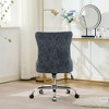 Gulches Light Blue Chenille Tufted Office Chair - Adjustable Swivel Desk Chair with Chrome Metal Base, Button-Tufted Home Office Chair (Nailhead Trim) - 3 of 4