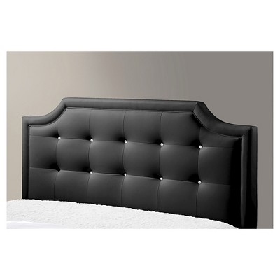 Queen Black Faux Leather Tufted Upholstered Bed with Nailhead Trim