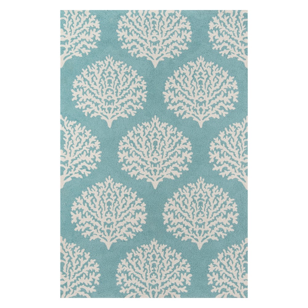 2'x3' Damask Hooked Accent Rug Aqua - Momeni
