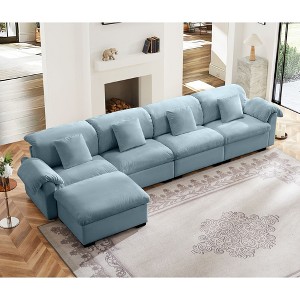 NicBex L-Shaped Sectional Sofa Large and Deep 3-Seat Sofa Couch with Storage Seats and Storage Ottomans, Modern Velvet Sofa with Soft Backrest - 1 of 4