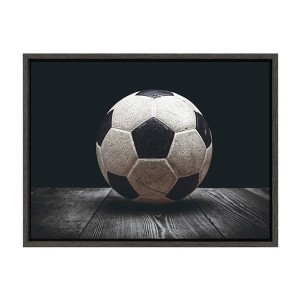 18" x 24" Sylvie Soccer Ball Framed Canvas by Shawn St. Peter Gray - DesignOvation: Modern Sports Wall Art, Plastic Frame, Sawtooth Back - 1 of 4