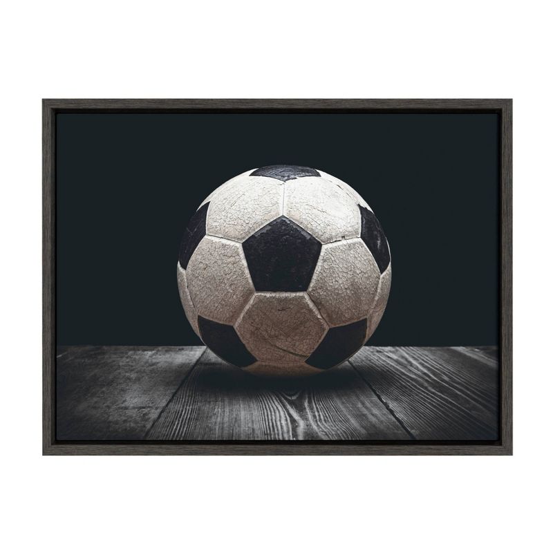 18&#34; x 24&#34; Sylvie Soccer Ball Framed Canvas by Shawn St. Peter Gray - DesignOvation, 1 of 10
