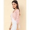 INSPIRE CHIC Women's Elegant 3/4 Sleeve Sheer Floral Lace Open Front Crop Shrug - 2 of 4