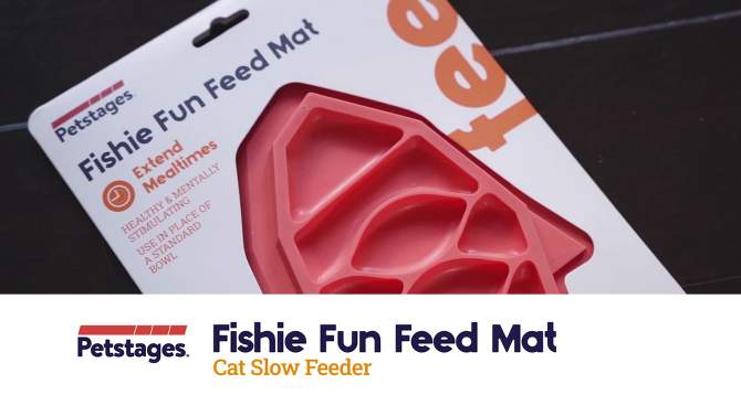 Petstages Fishie Fun Feed Mat Slow Feeder Cat Bowl, 2 of 7, play video