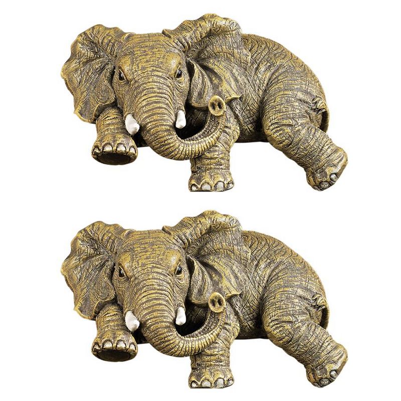 Design Toscano Ernie the Elephant Shelf Sitter Sculpture: Set of Two, 1 of 4