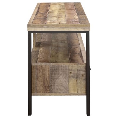 Transitional Weathered Pine and Black 59" TV Console with Cabinet
