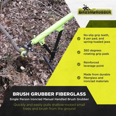 Fiberglass Ironclad Manual Handled Brush Grubber with No-Slip Grip Teeth