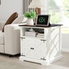 MUUEGM 24" Nightstand with Charging Station, Farmhouse End Table with 2 Drawers & Adjustable Shelf, Solid Wood Legs Bedside Table - 2 of 4