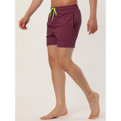 Lars Amadeus Men's Summer Beach Solid Bathing Suit Drawstring Waist Swim Shorts 2 Packs Burgundy/Gray 36 — фото 2