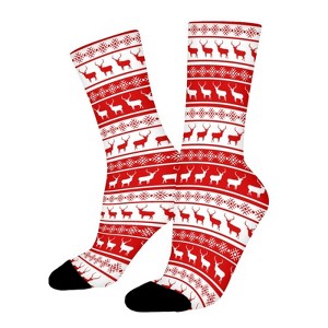 Christmas Deer Women Printed Crew Socks Funny Funky Socks Soft Polyester Novelty Gifts for Artists Men - 1 of 1