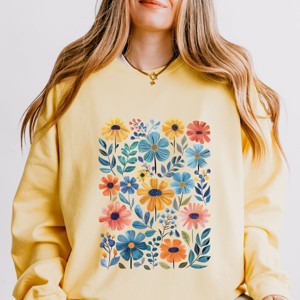 Simply Sage Market Watercolor Daisy Garden Lightweight Garment Dyed Sweatshirt - 1 of 4