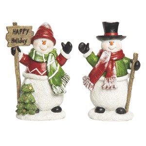Transpac Resin Jolly Snowman Decor Set of 2 Christmas Home Decorations - 1 of 1