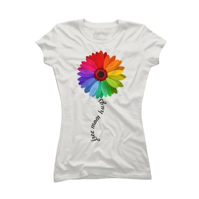 Adult Design By Humans Free Mom Hugs Pride Rainbow Sunflower By Avocato T-Shirt
