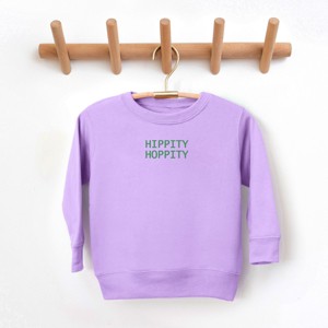 The Juniper Shop Embroidered Hippity Hoppity Stacked Toddler Sweatshirt - 3T - Lavender - 1 of 3