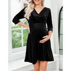 Maternity Dress Women's Velvet A-Line Wedding Guest Dress - 1 of 2