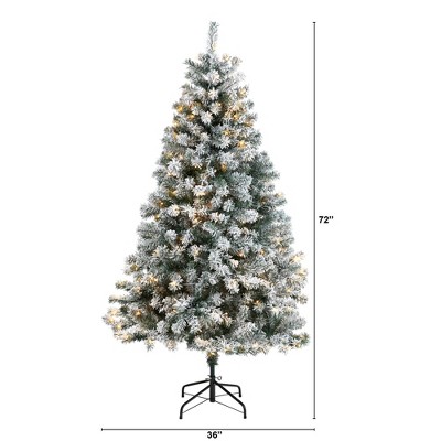 6ft Flocked Rock Springs Spruce Artificial Christmas Tree with LED Lights