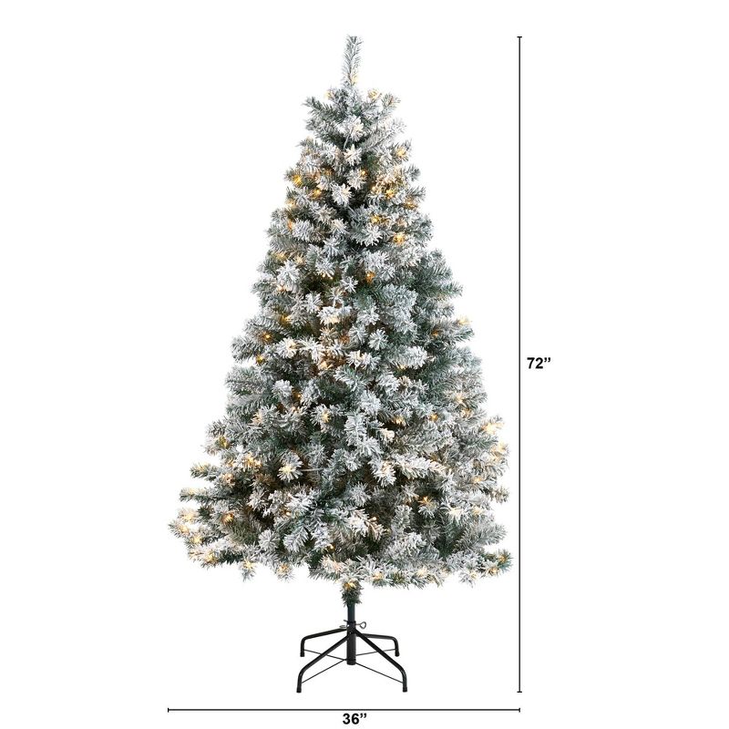 6ft Nearly Natural Pre-Lit LED Flocked Rock Springs Spruce Artificial Christmas Tree Clear Lights, 3 of 9