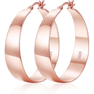 10mm Wide 925 Sterling Silver Hoops Earrings,14K Real Gold Plated Hoop Hypoallergenic Lightweight - 1 of 4