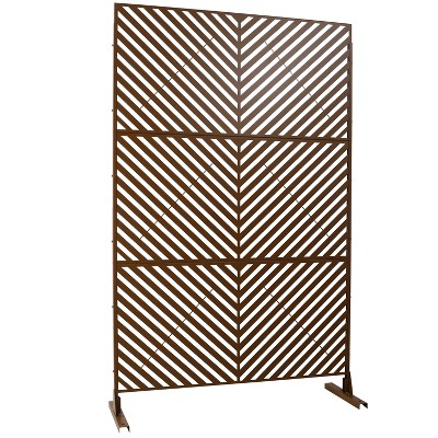 Grungis 76" H×48" W Freestanding Privacy Fence with Diagonal Striped Herringbone Shape,Outdoor Privacy Screen for Balcony,Patio,Garden