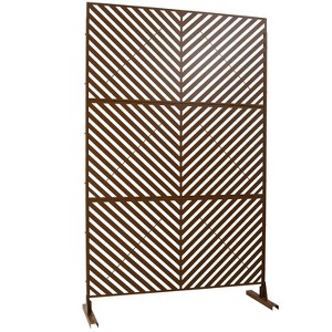 Grungis 76" H×48" W Freestanding Privacy Fence with Diagonal Striped Herringbone Shape,Outdoor Privacy Screen for Balcony,Patio,Garden - 1 of 4