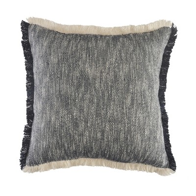 20" X 20" Dark Blue And White 100% Cotton Abstract Zippered Pillow