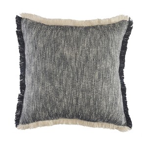 20" X 20" Dark Blue And White 100% Cotton Abstract Zippered Pillow - 1 of 4