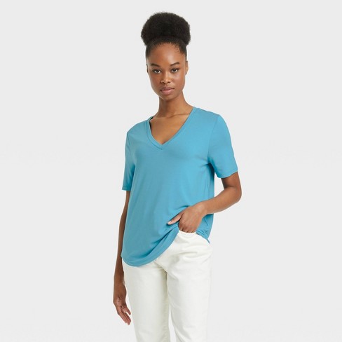 Women's Short Sleeve V-Neck Drapey T-Shirt - A New Day™ - image 1 of 3