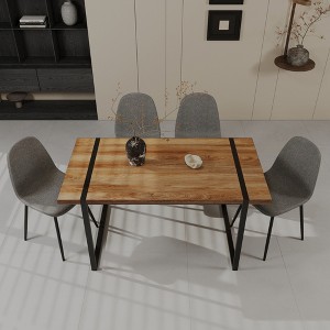 5-Piece Dining Set with Rectangle Kitchen Table and 4 Suede Armless Chairs - 1 of 4