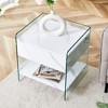 VYNXARIA Bedside table with drawers,The board surface is MDF sticker,and both sides are transparent tempered glass,with excellent storage functions - 3 of 4