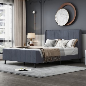 Full Size Upholstered Platform Bed with Headboard - 1 of 4