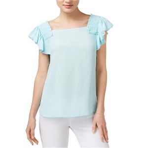 maison Jules Womens Smocked Flutter-Sleeve Pullover Blouse - 1 of 1