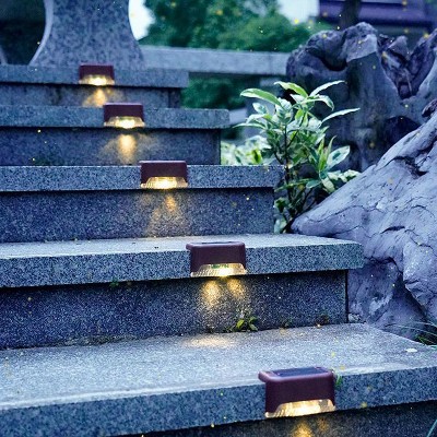 Link 8 Pack Solar Step Lights Waterproof Pathway Deck Lights Outdoor Patio Yard Garden Garage Warm Light