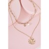 Slickblue Women's Fashion Necklace, Double Gold Chain with Pearl & Coin Pendants, Paperclip and Twisted Style, 15"-21" - 4 of 4