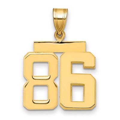 Black Bow Jewelry 14k Yellow Gold, Athletic Collection Medium Polished Number 86 Pendant