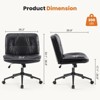 FONTOI Adjustable Armless Office Chair Wide Swivel Desk Seat with PU Leather Cushion for Modern Home or Work Environment, Black, 31.9"*26.7"*37.7" - 3 of 4